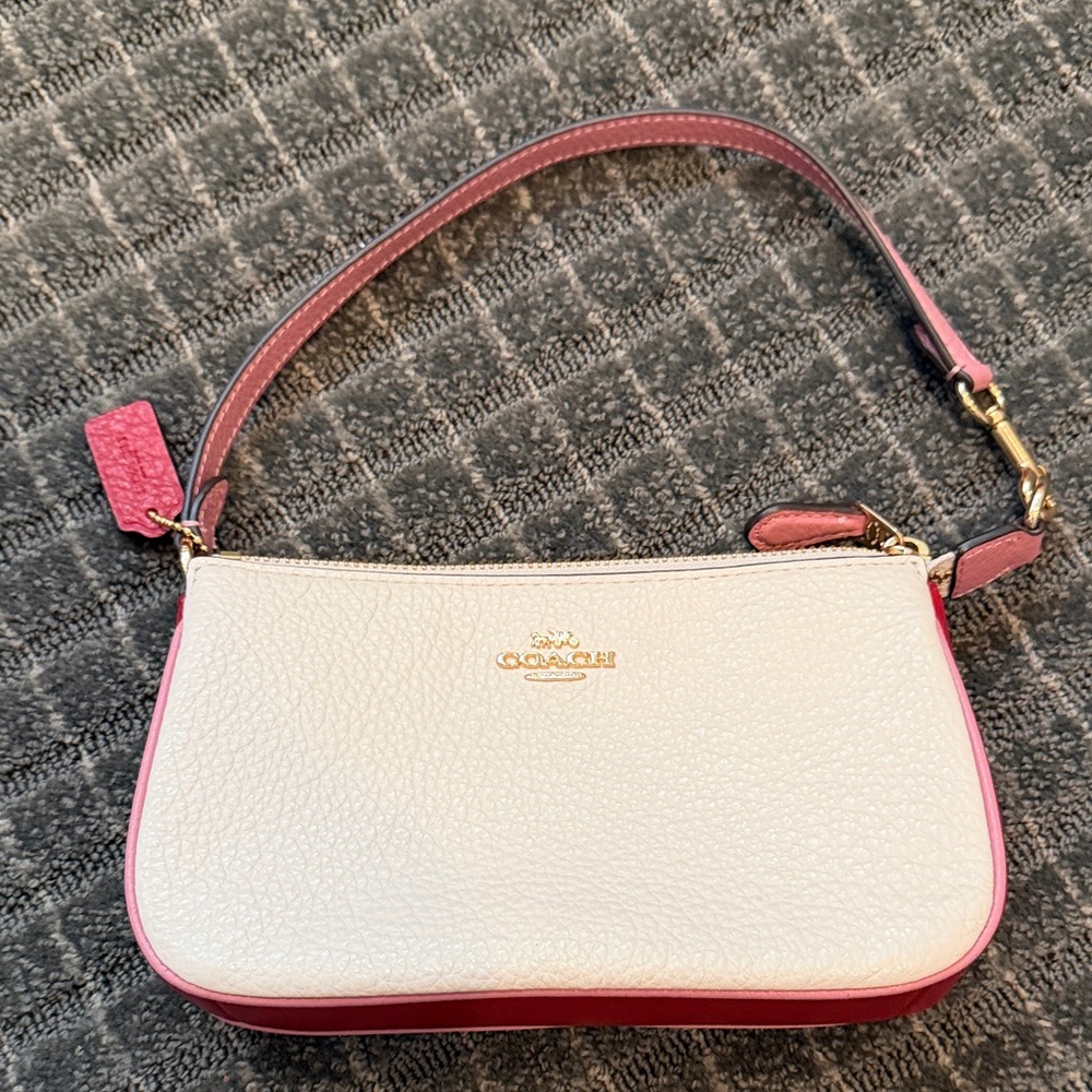 Coach White and Pink Wristlet Clutch